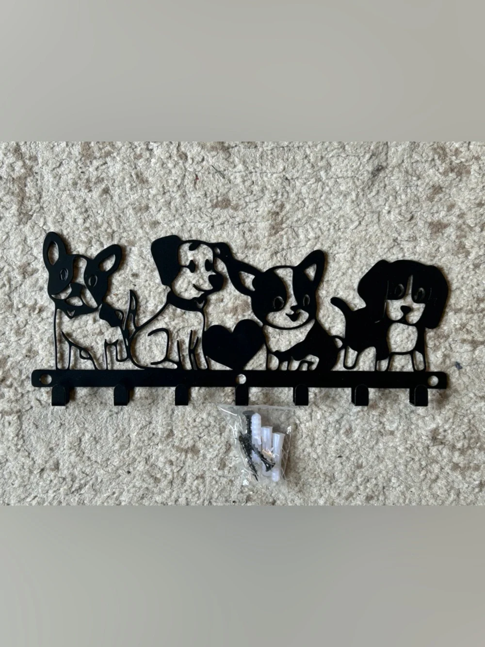 Black Dog Silhouette Wall Hook Rack - Decorative Home Wall Decor